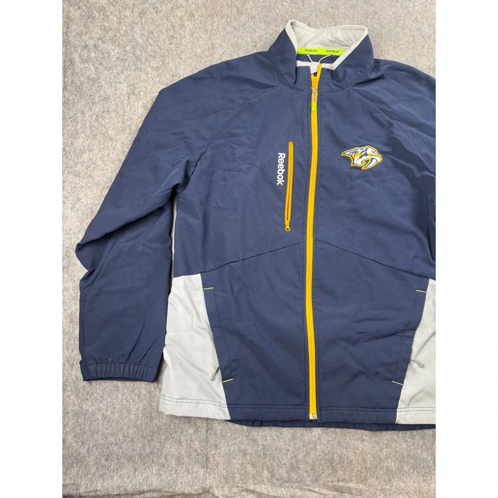 Reebok Nashville Predators NHL Center Ice Jacket Mens Large Navy Blue Full Zip